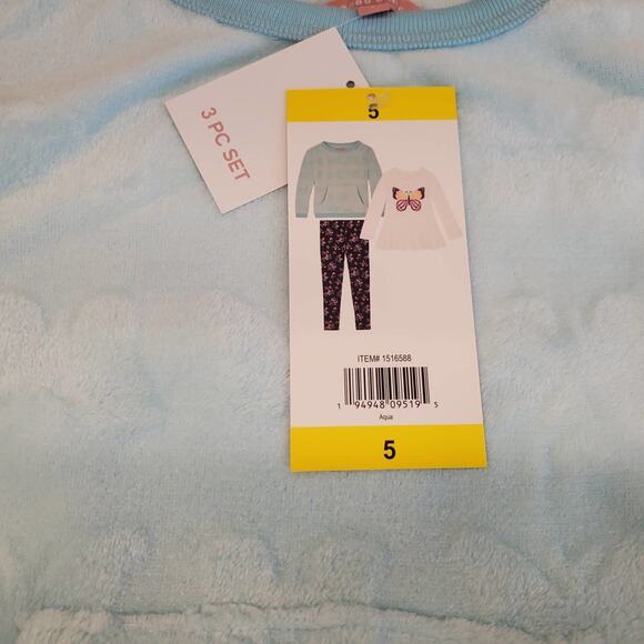 BCBG Butterfly 3 Piece Set Blue Aqua Girls Size 5 NEW - Picture 6 of 14